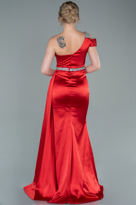 Long Red Satin Evening Dress ABU2363