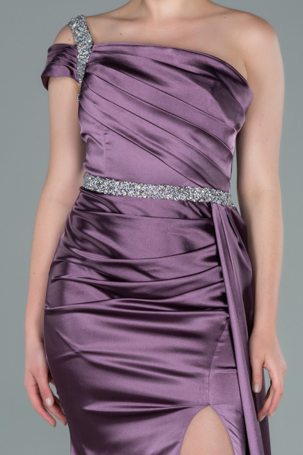 Long Lavender Satin Evening Dress ABU2363
