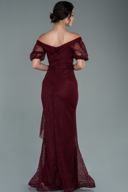 Long Burgundy Dantelle Evening Dress ABU2427