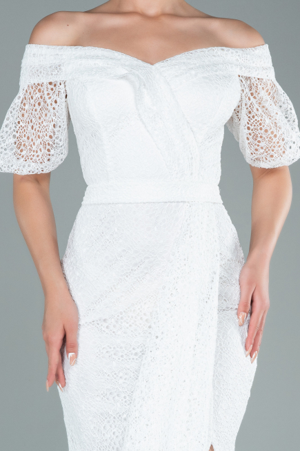 Long White Dantelle Evening Dress ABU2427