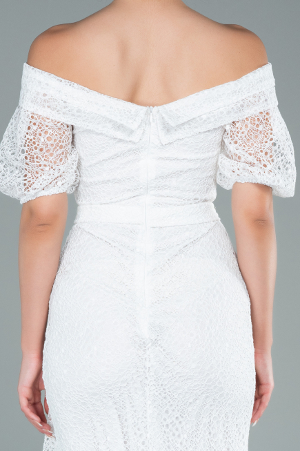 Long White Dantelle Evening Dress ABU2427