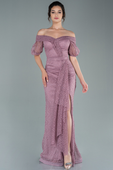 Long Powder Color Dantelle Evening Dress ABU2427