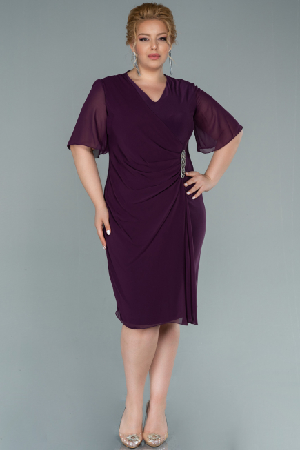 Plum Short Chiffon Evening Dress ABK1294
