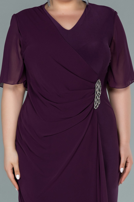 Plum Short Chiffon Evening Dress ABK1294