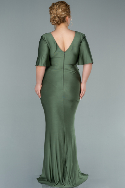 Long Olive Drab Plus Size Evening Dress ABU2441