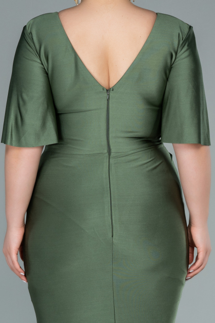 Long Olive Drab Plus Size Evening Dress ABU2441
