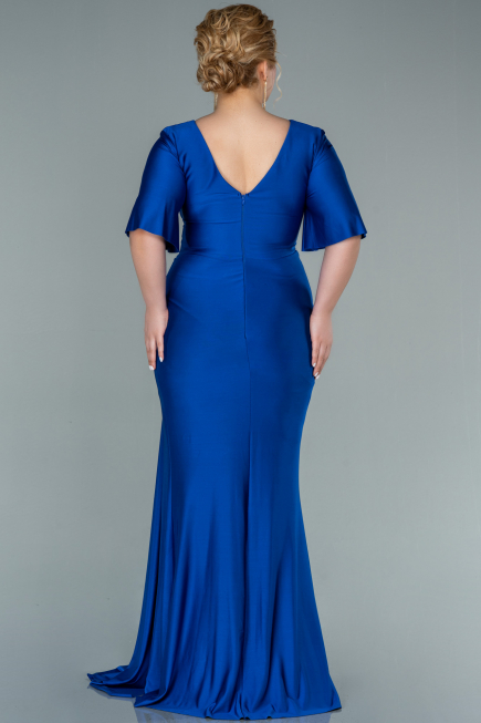 Long Sax Blue Plus Size Evening Dress ABU2441