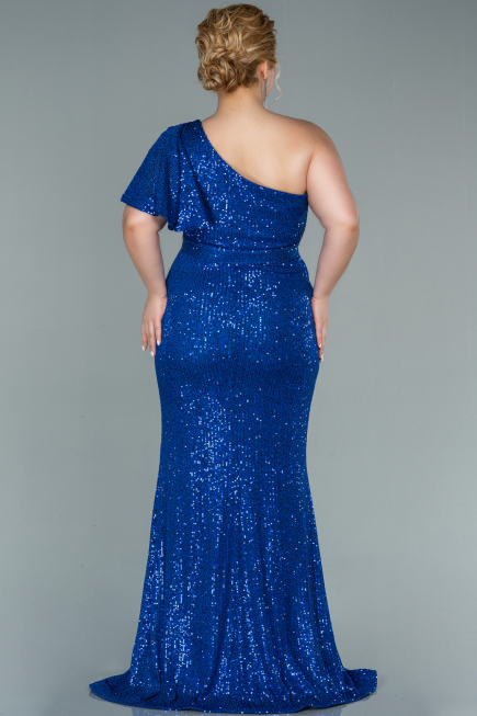 Sax Blue Long Oversized Evening Dress ABU1893