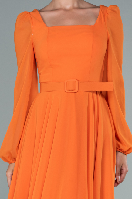 Midi Orange Chiffon Invitation Dress ABK1441