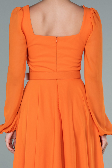 Midi Orange Chiffon Invitation Dress ABK1441