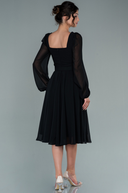 Midi Black Chiffon Invitation Dress ABK1441