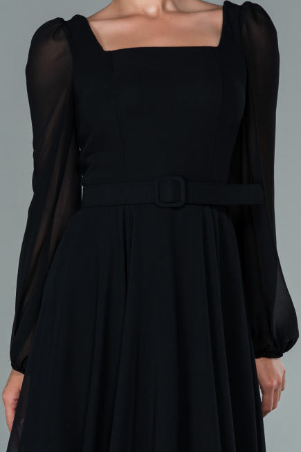 Midi Black Chiffon Invitation Dress ABK1441