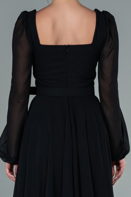 Midi Black Chiffon Invitation Dress ABK1441