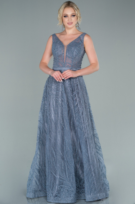 Grey Long Evening Dress ABU2418