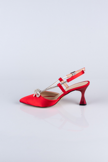 Red Satin Evening Shoe AB1084