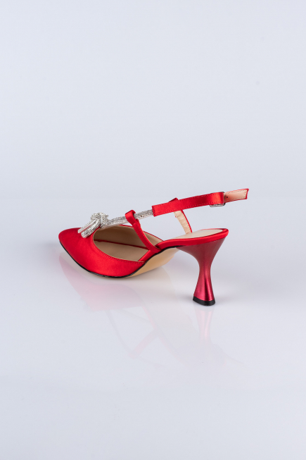 Red Satin Evening Shoe AB1084