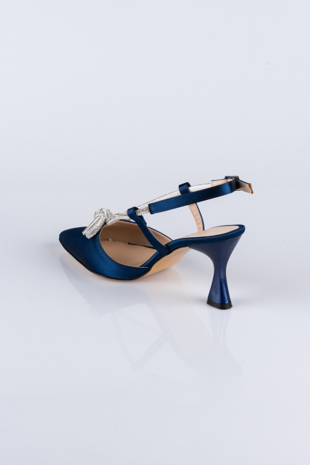 Navy Blue Satin Evening Shoe AB1084