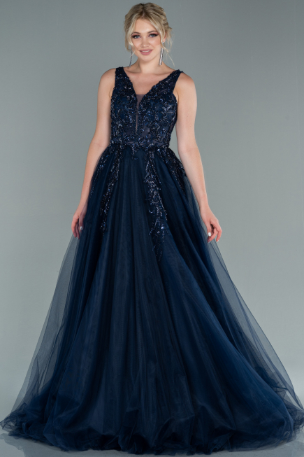 Long Navy Blue Evening Dress ABU2107