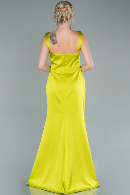 Long Pistachio Green Satin Prom Gown ABU2479