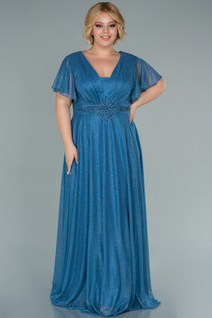 Long Indigo Plus Size Evening Dress ABU2498
