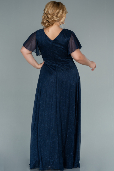 Long Navy Blue Plus Size Evening Dress ABU2498