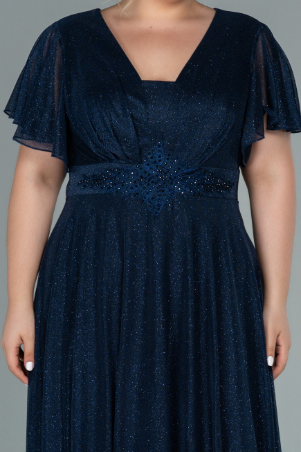 Long Navy Blue Plus Size Evening Dress ABU2498