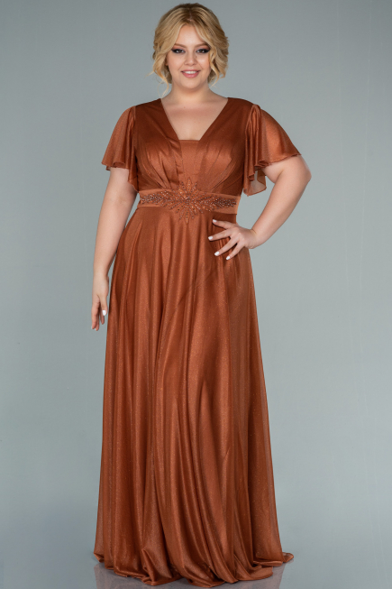 Long Orange Plus Size Evening Dress ABU2498