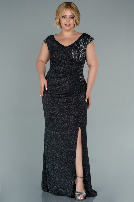 Long Anthracite Plus Size Evening Dress ABU2438