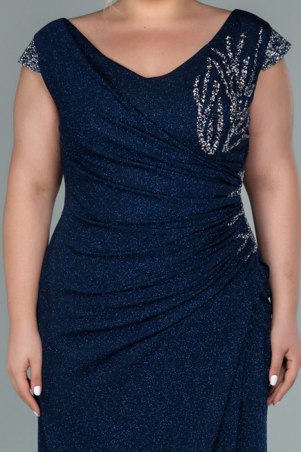 Long Navy Blue Plus Size Evening Dress ABU2438