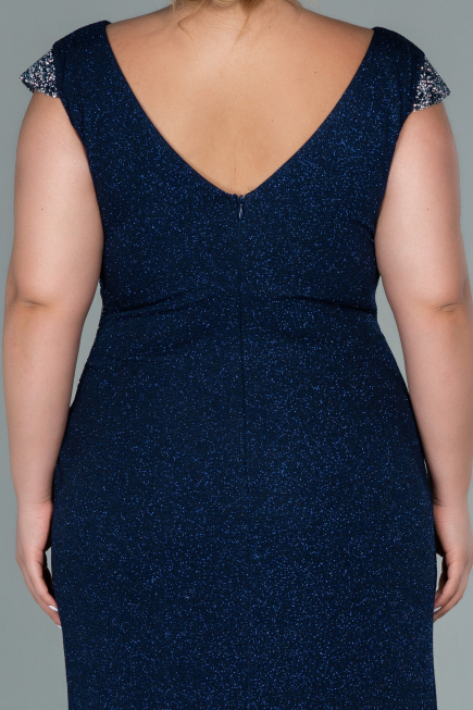 Long Navy Blue Plus Size Evening Dress ABU2438