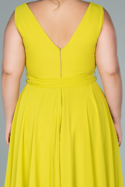 Midi Pistachio Green Chiffon Plus Size Evening Dress ABK1467