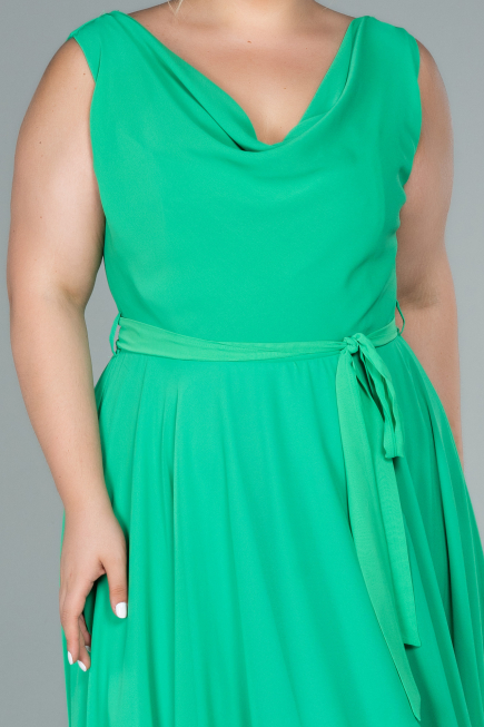Midi Green Chiffon Plus Size Evening Dress ABK1467