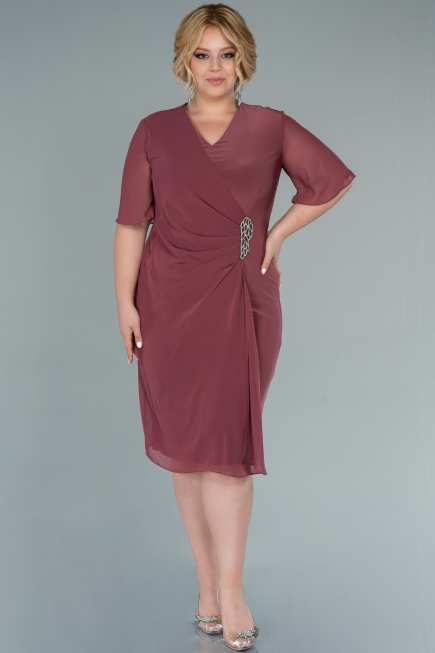 Light Brown Short Chiffon Plus Size Evening Dress ABK1299