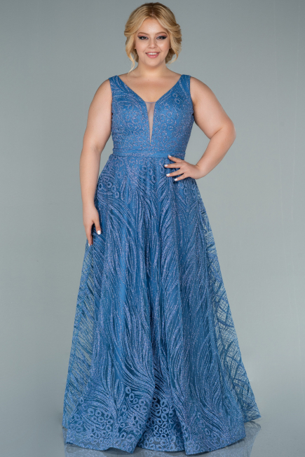 Long Indigo Plus Size Evening Dress ABU2501