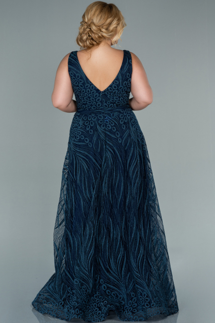 Long Navy Blue Plus Size Evening Dress ABU2501
