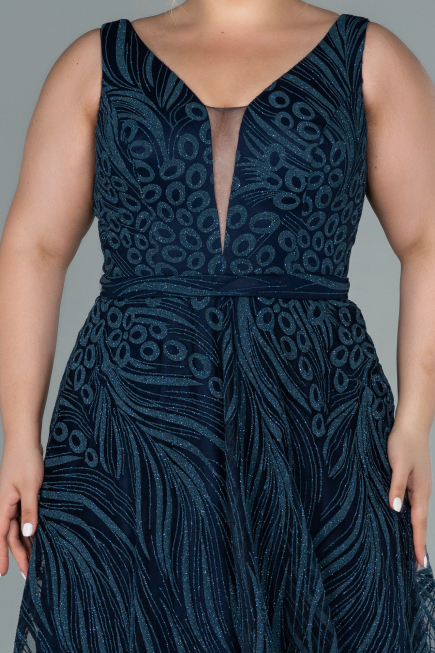 Long Navy Blue Plus Size Evening Dress ABU2501