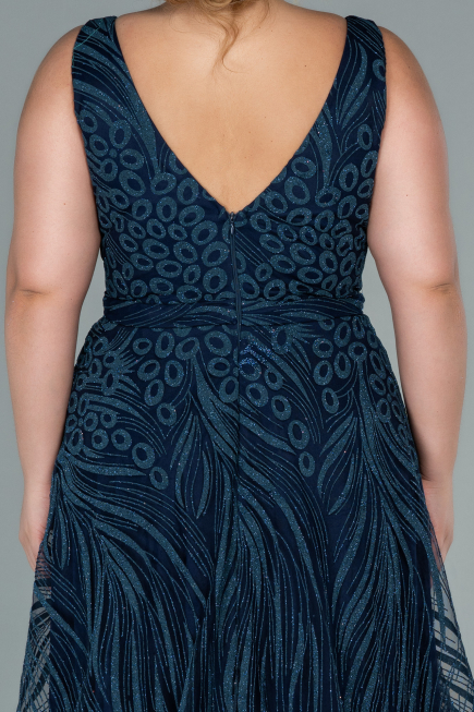 Long Navy Blue Plus Size Evening Dress ABU2501