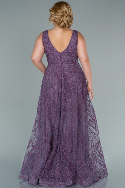 Long Lavender Plus Size Evening Dress ABU2501