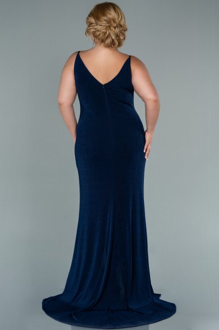 Long Navy Blue Plus Size Evening Dress ABU2502