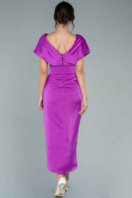 Fuchsia Short Satin Invitation Dress ABK1107