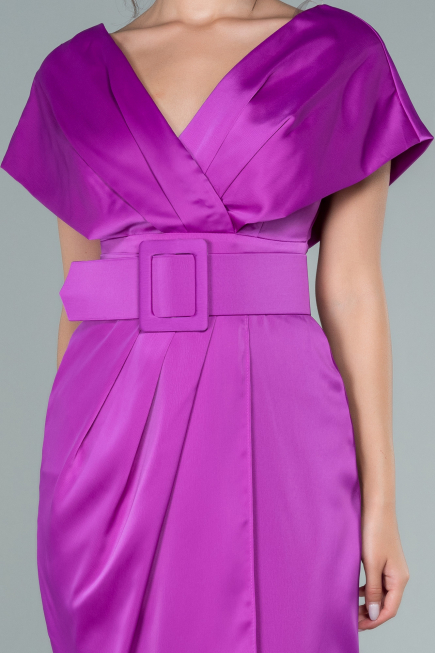 Fuchsia Short Satin Invitation Dress ABK1107