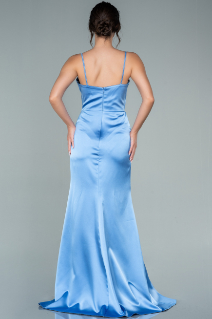 Indigo Long Satin Prom Gown ABU1938