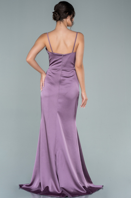 Long Lavender Satin Prom Gown ABU1938