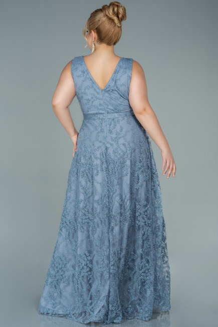 Long Grey Plus Size Evening Dress ABU2537
