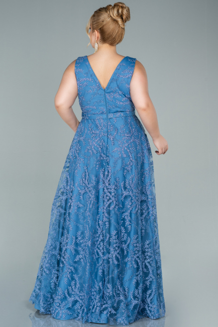 Long Indigo Plus Size Evening Dress ABU2537