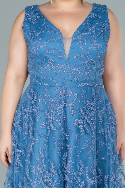 Long Indigo Plus Size Evening Dress ABU2537