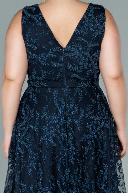 Long Navy Blue Plus Size Evening Dress ABU2537