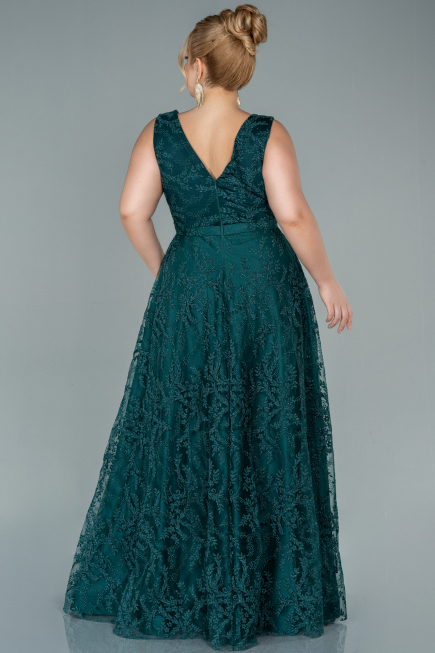 Long Emerald Green Plus Size Evening Dress ABU2537