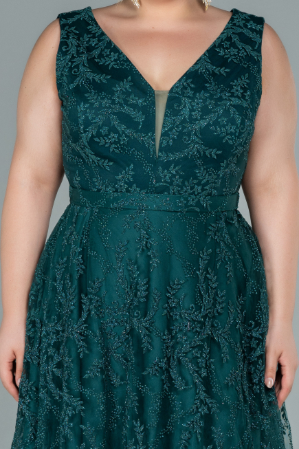 Long Emerald Green Plus Size Evening Dress ABU2537