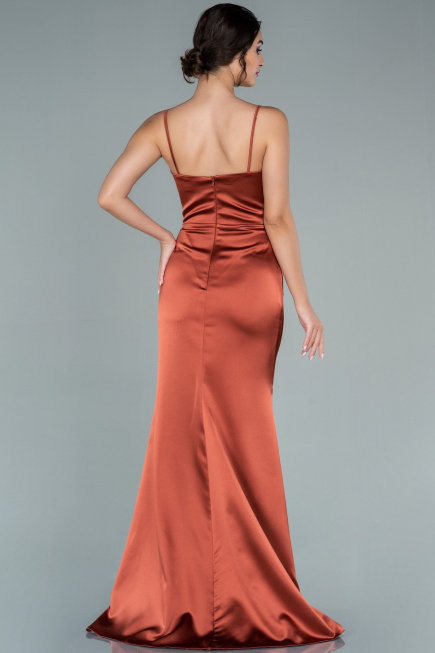 Light Brown Long Satin Prom Gown ABU1938